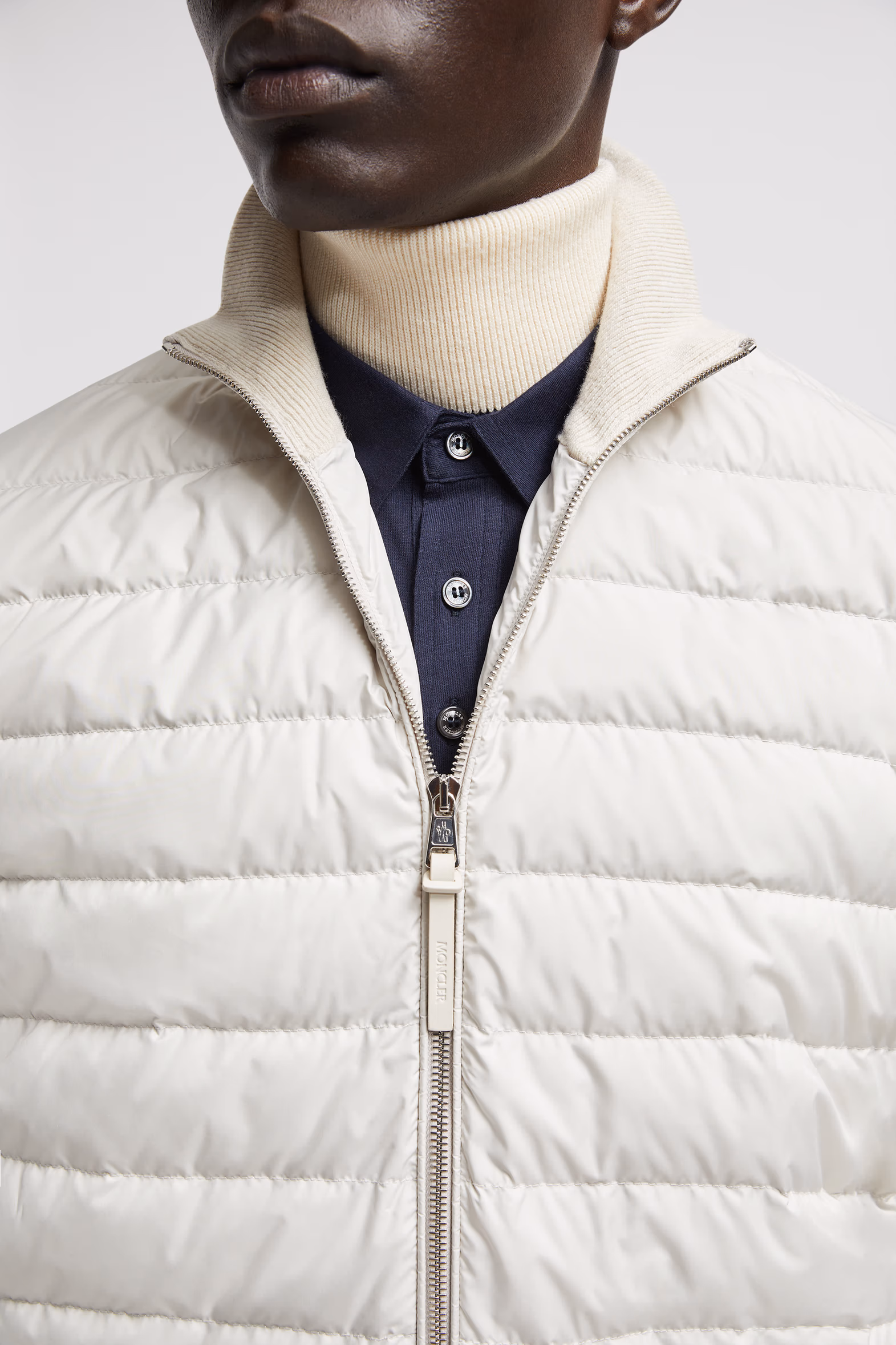 Padded Wool & Cashmere Zip-Up Cardigan Men White Moncler 7